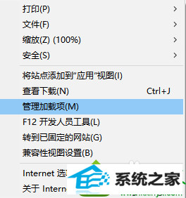 点击管理员加载项 win10系统升级系统后iE浏览器网页不能看视频的解决方法